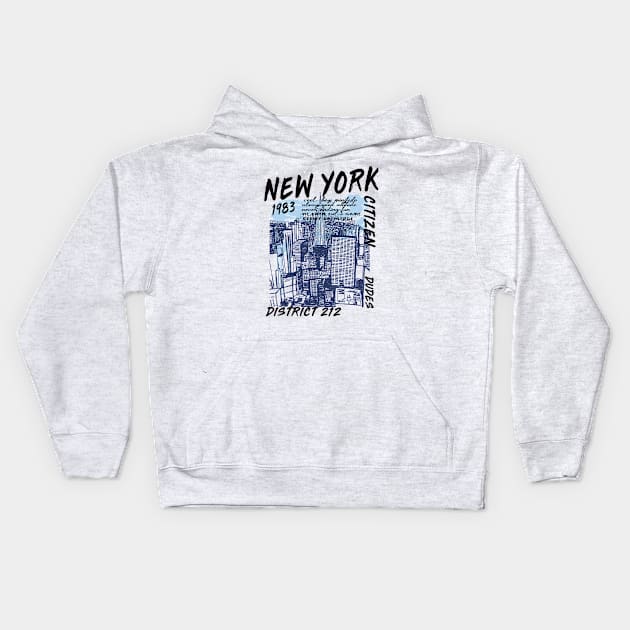 New York City 1983 Kids Hoodie by Juriren